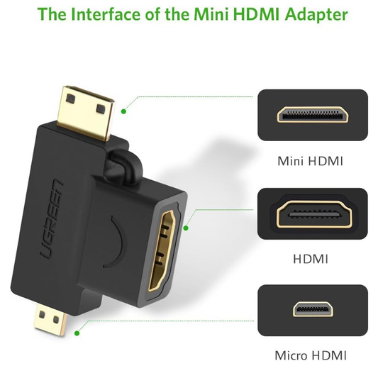محول UGREEN Micro HDMI + Mini HDMI ذكر إلى HDMI أنثى / 20144