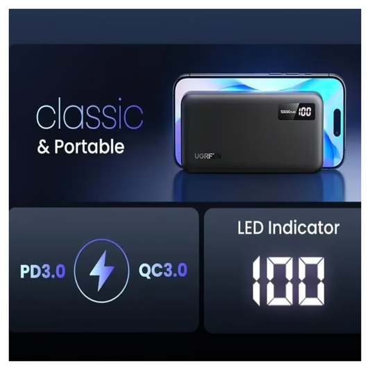 يوجرين | باور بانك جوال 10000 مللي أمبير 2 اتجاه | شحن سريع 20 واط | 25742