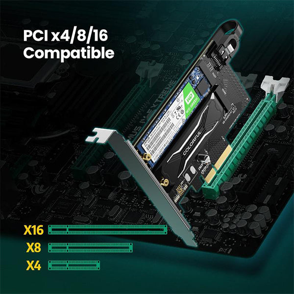 UGREEN M.2 NVMe + M.2 SATA to PCI-E 3.0 X 4 – PCI express card /70504