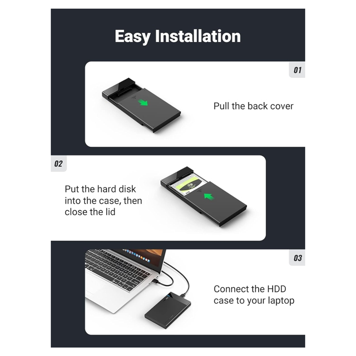 علبة محرك أقراص صلبة يوجرين مقاس 2.5 بوصة بمنفذ USB 3.0 إلى SATA III لأجهزة 2.5 بوصة / 30847