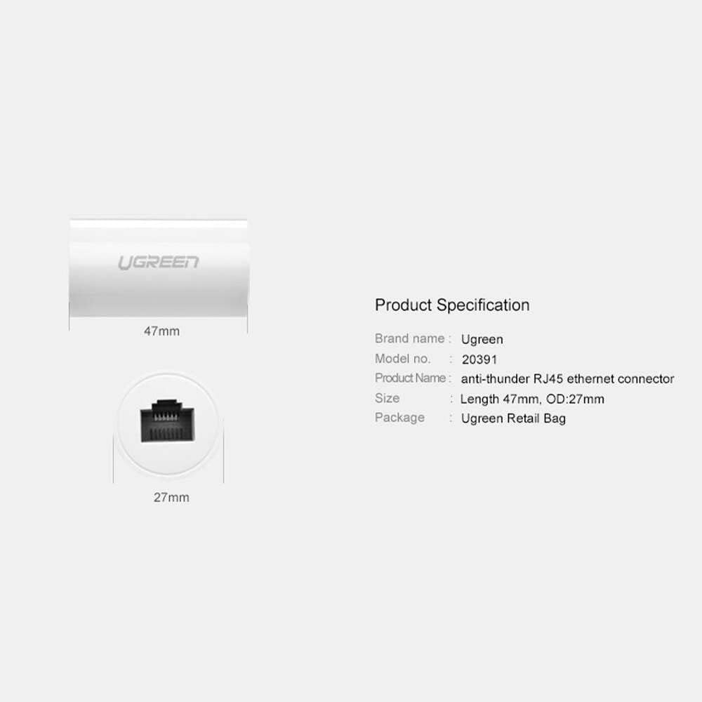 UGREEN RJ45 Ethernet Connector Up To 100Meters Transmission Distance - NW116