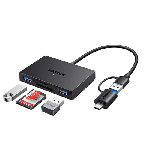 قارئ بطاقات UGREEN 4 في 1 بسرعة 5 جيجابت في الثانية من النوع C + USB / 45167