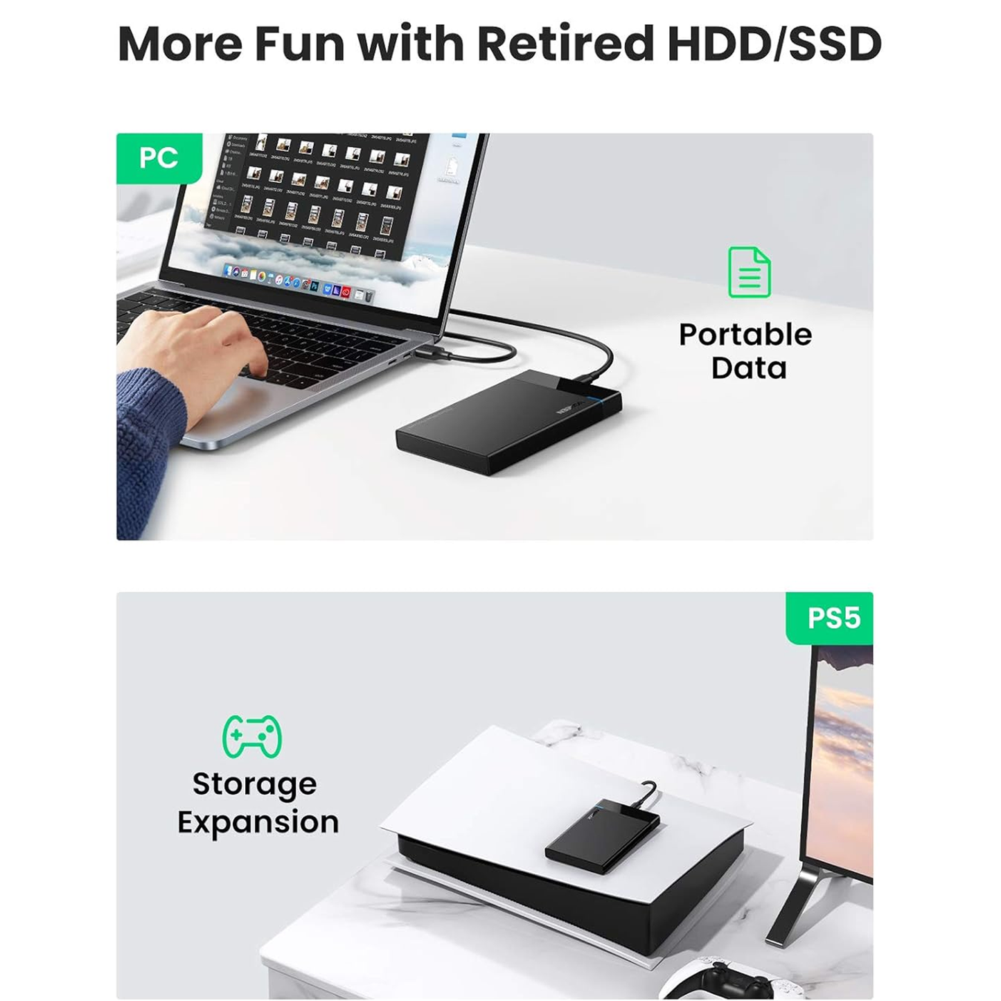 UGREEN USB C 2.5 Inches SATA III Hard Drive Enclosure / 50743