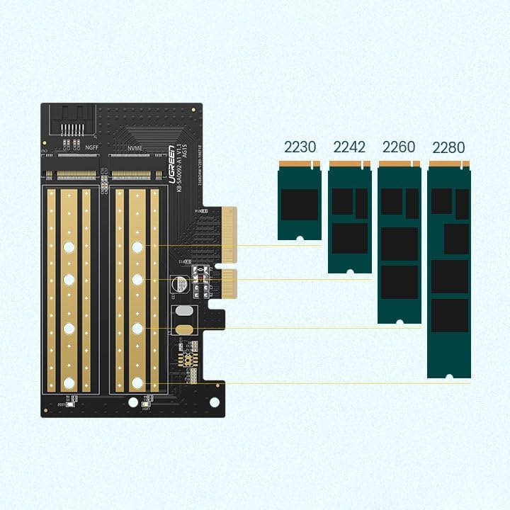 UGREEN M.2 NVMe + M.2 SATA to PCI-E 3.0 X 4 – PCI express card /70504