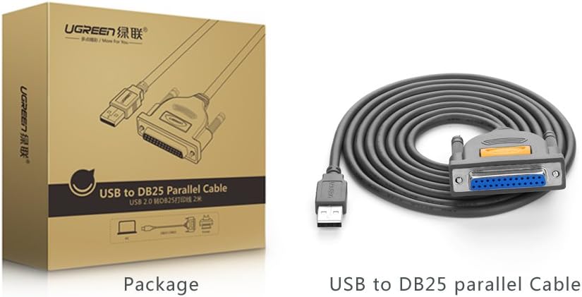 UGREEN USB to DB25 Parallel Printer Cable 2m - 20224