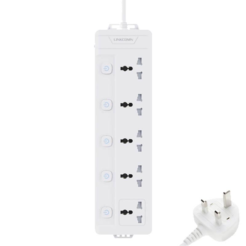 وصلة كهرباء لينكوم 5 مداخل (خيارات متعدده طول الكيبل ونوع الفيش و مداخل الشحن)