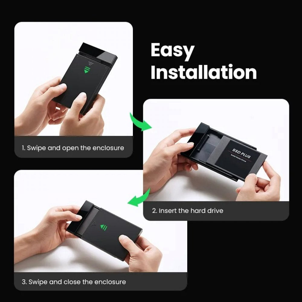 UGREEN USB 3.1 2.5″ Hard Drive Enclosure USB-A to USB-C & USB-C to USB-C Cables/ 60735