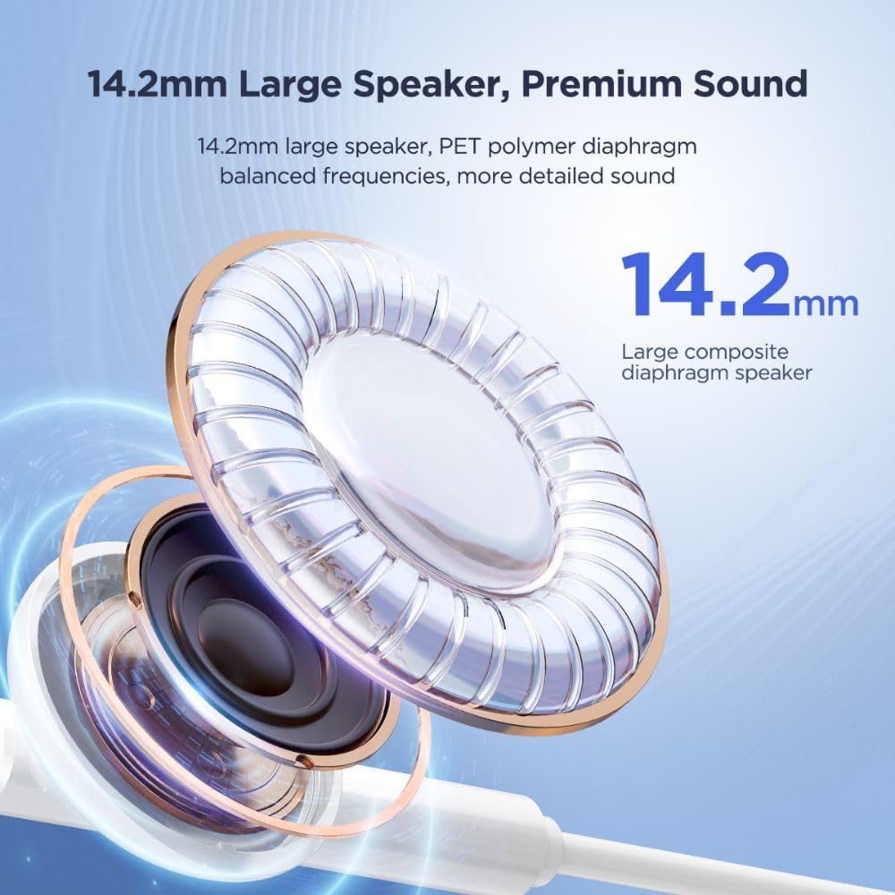 Joyroom Type-C Series Half In-Ear Wired Earphones - White /JR-EC05