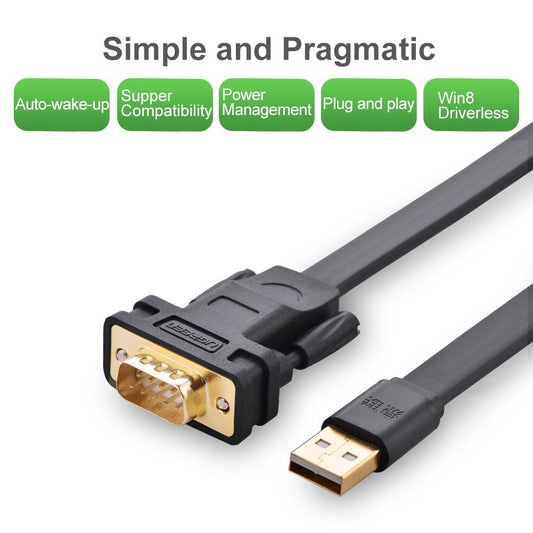 UGREEN USB 2.0 to DB9 RS-232 Adapter Flat Cable 2m - 20218