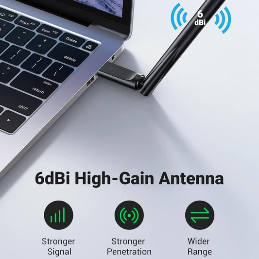 محول واي فاي USB AC650 من يوجرين لأجهزة الكمبيوتر المكتبية بهوائي 6 ديسيبل / 90339