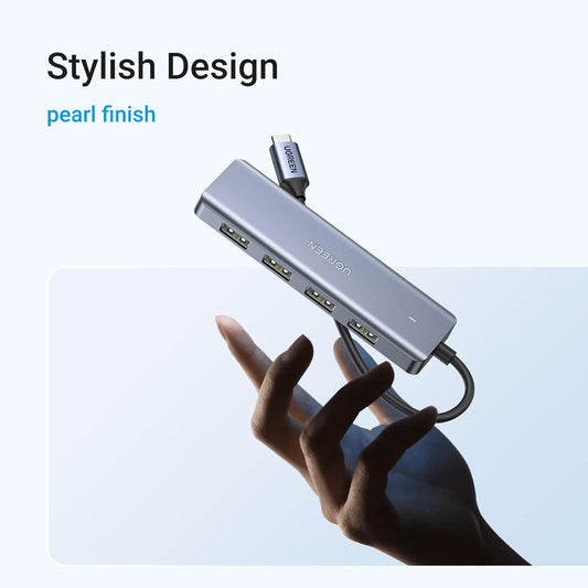 موزع يوجرين تايب سي إلى 4 منافذ USB 3.0 بسرعة تصل إلى 5 جيجابت في الثانية مع مصدر طاقة /70336