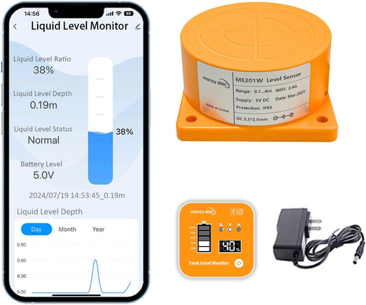 جهاز قياس مستوى الخزان | شاشة منزلية وايفاي و حساس لاسلكي | Moray ME201R