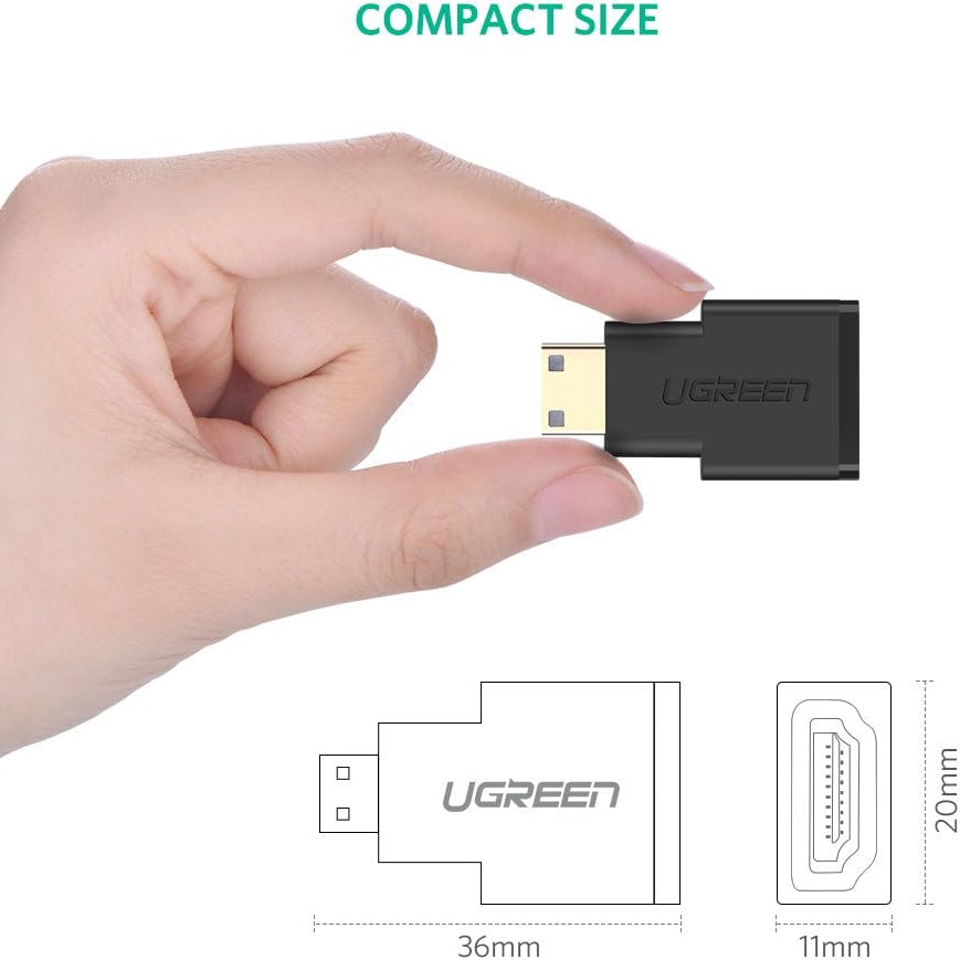 UGREEN Mini HDMI Male to HDMI Female Adapter (Black) / 20101