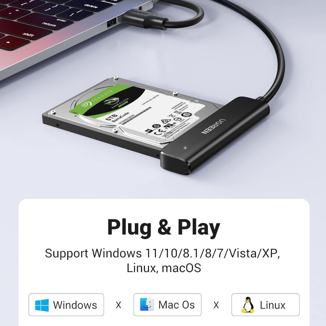 UGREEN USB 3.0 SATA Cable Adapter for SSD and Hard Drives 2.5 Inch External Hard Drive/70609