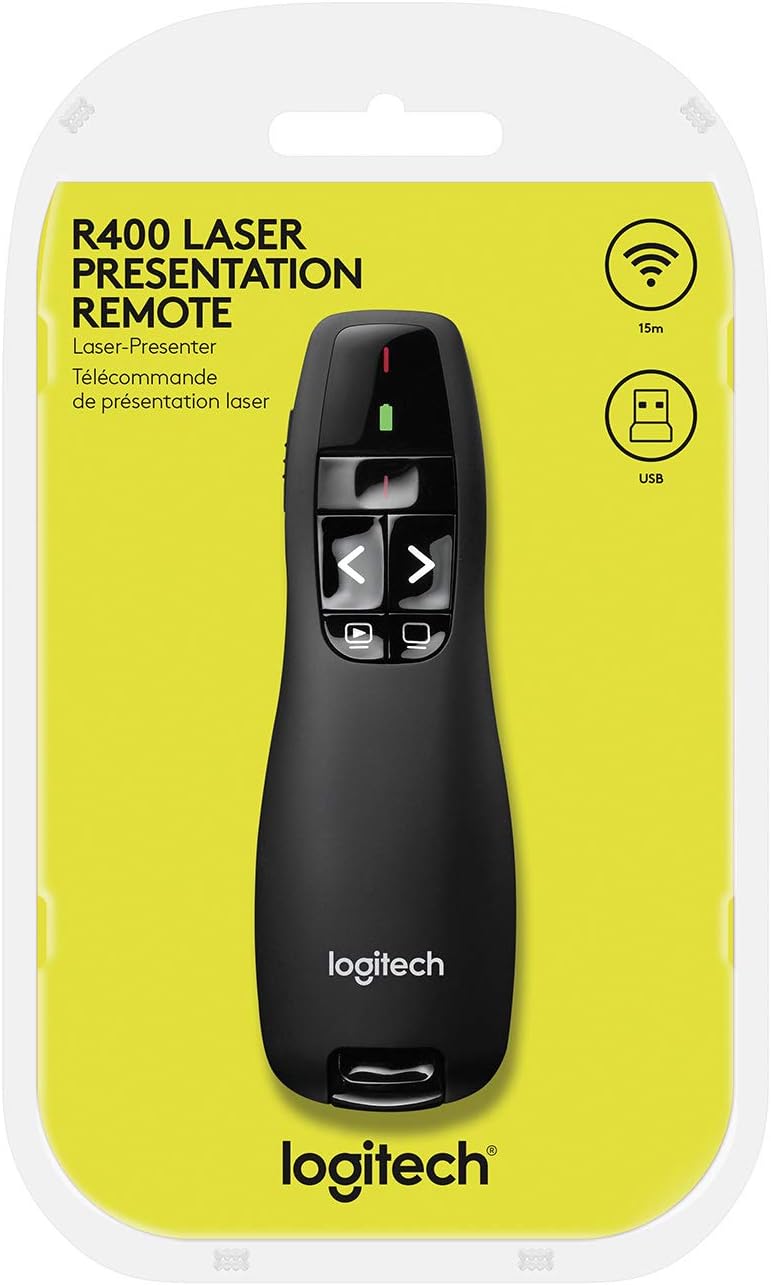Logitech R400 Wireless Presenter Remote Clicker with Laser Pointer