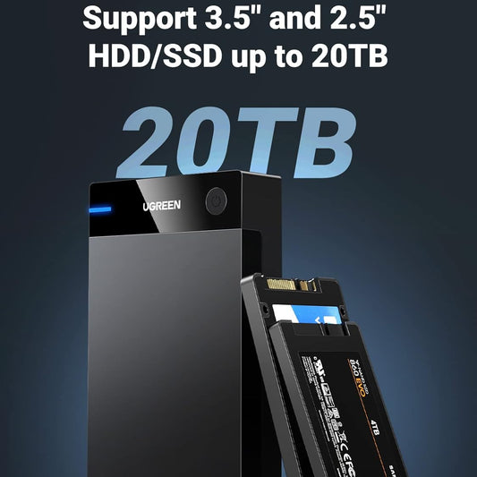 صندوق محرك الأقراص الصلبة UGREEN USB 3.0 مقاس 3.5 بوصة بمقبس الاتحاد الأوروبي / 50422