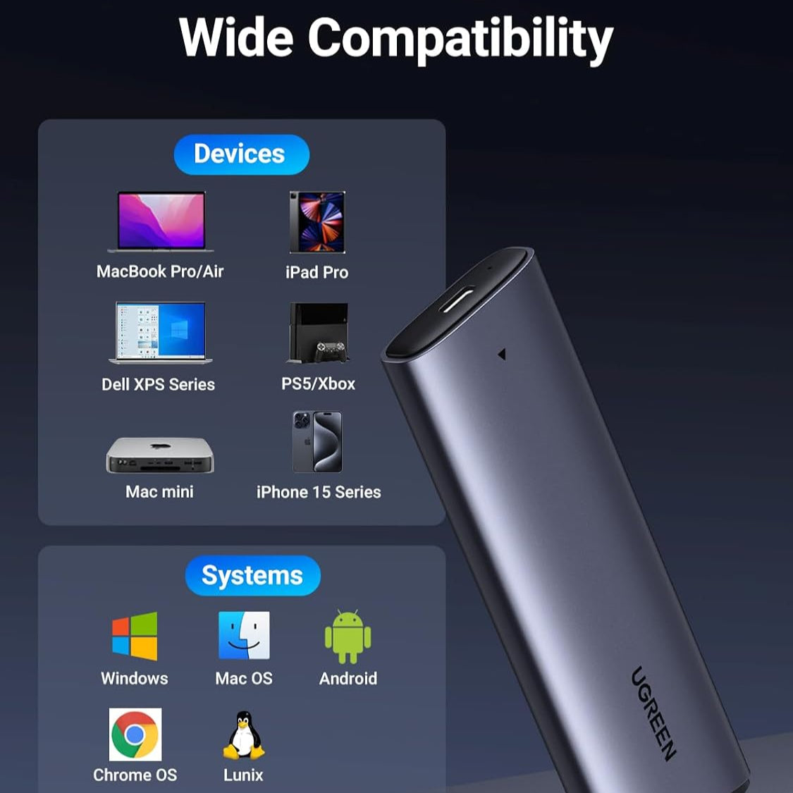 علبة SSD من UGREEN M.2 NVMe Type-C 3.2 Gen /35267