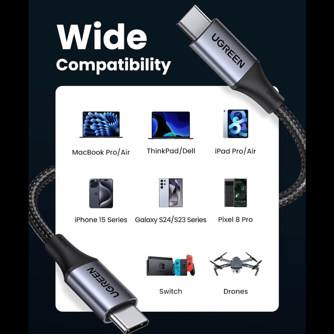 Ugreen USB-C to USB-C PD 3.1 (240W Max) Charger Cable / 15311-90440