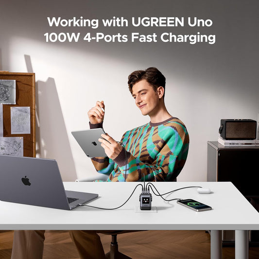 شاحن UGREEN Uno السريع ذو 4 منافذ GaN بقوة 100 واط، إصدار الاتحاد الأوروبي| 45515B (EU)