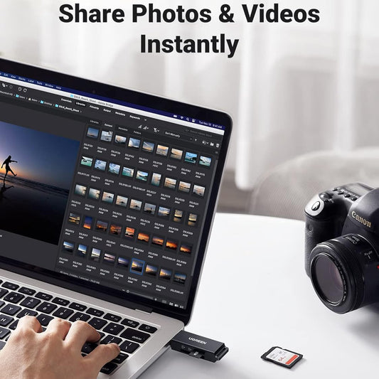 قارئ بطاقات يوجرين USB 3.0 إلى TF + SD مزدوج (أسود) / 40752