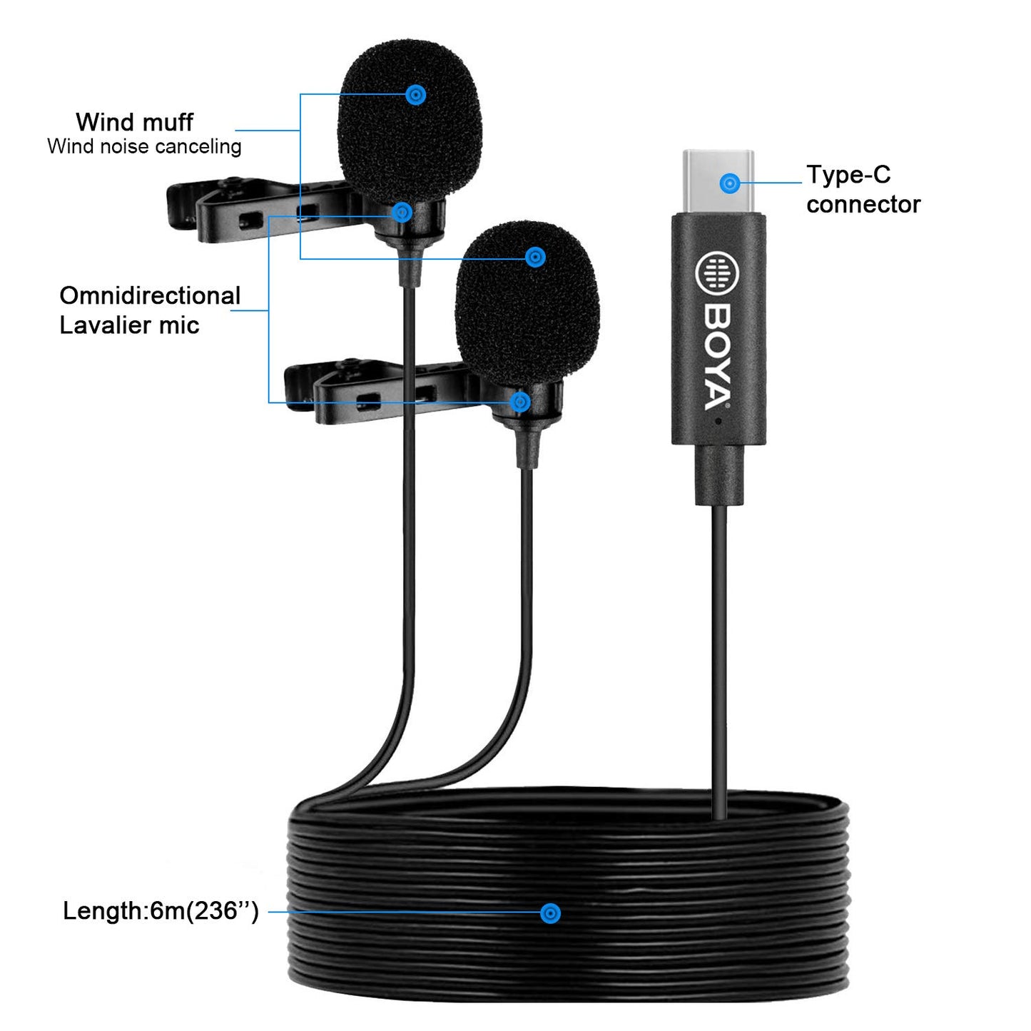 BOYA BY-M3D Dual lapel USB Type-C Microphone