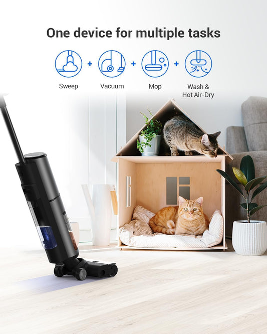 مكنسة كهربائية لاسلكية للتنظيف الرطب والجاف من ايزفيز كنس ومسح ذاتية التنظيف | RH2