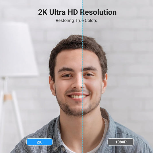 كاميرا ويب UGREEN 2K، كاميرا ويب عالية الدقة 1080 بكسل للكمبيوتر الشخصي، كاميرا ويب مع التركيز التلقائي/25442