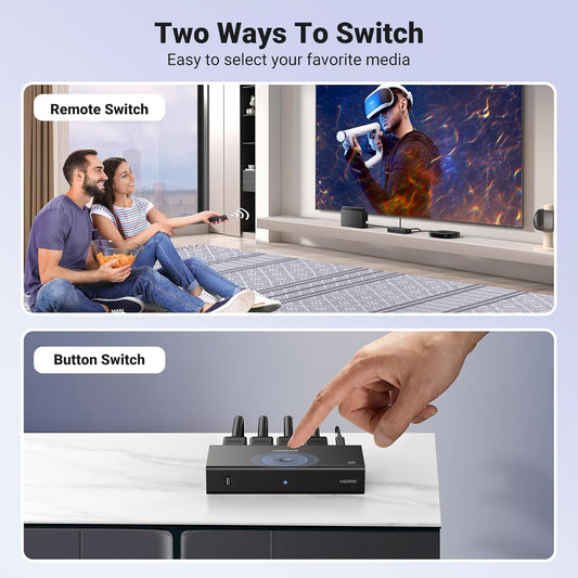 مفتاح HDMI 4K@60Hz من UGREEN - مخرج 3 في 1 مع جهاز تحكم عن بعد / 15376