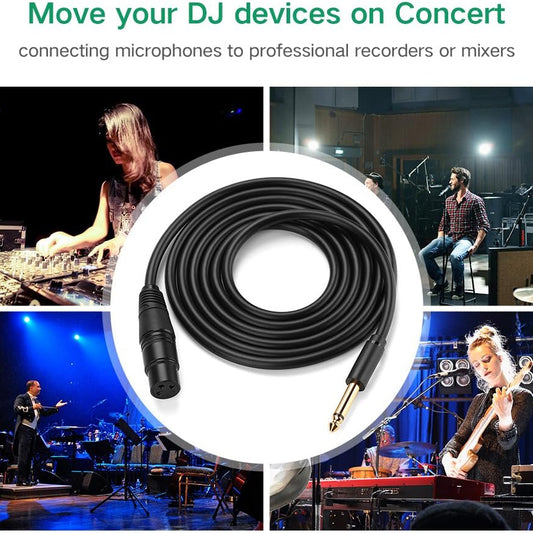 كابل صوت Ugreen كابل ميكروفون XLR (أنثى) - مقبس 6.35 مم (ذكر) أسود/ AV131