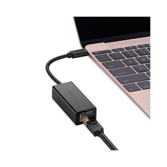 محول إيثرنت USB 2.0 Type-C يدعم سرعات 10/100/1000 من يوجرين لون أسود/30287