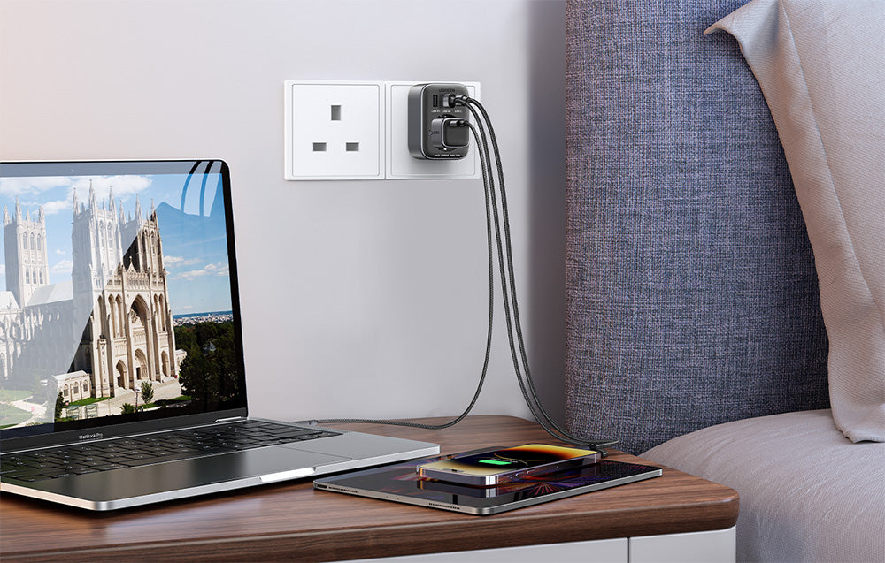 عظمة كهرباء مدمجة بشاحن 2مدخل بقوة 30 واط مدخل اروبي-انجليزي من يوجرين / 15261