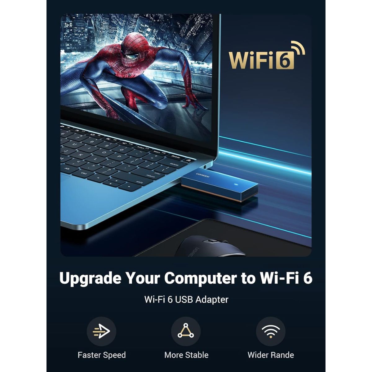 UGREEN USB WiFi 6 Adapter, AX1800 1800Mbps WiFi Dongle / 90340