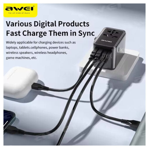 محول طاقة حائطي للسفر Awei C-40