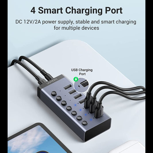 موزع إلى منافذ متعددة من يوجرين |UGREEN USB-C to 7-Port USB-A 3.0 Hub DC 12V EU |90307