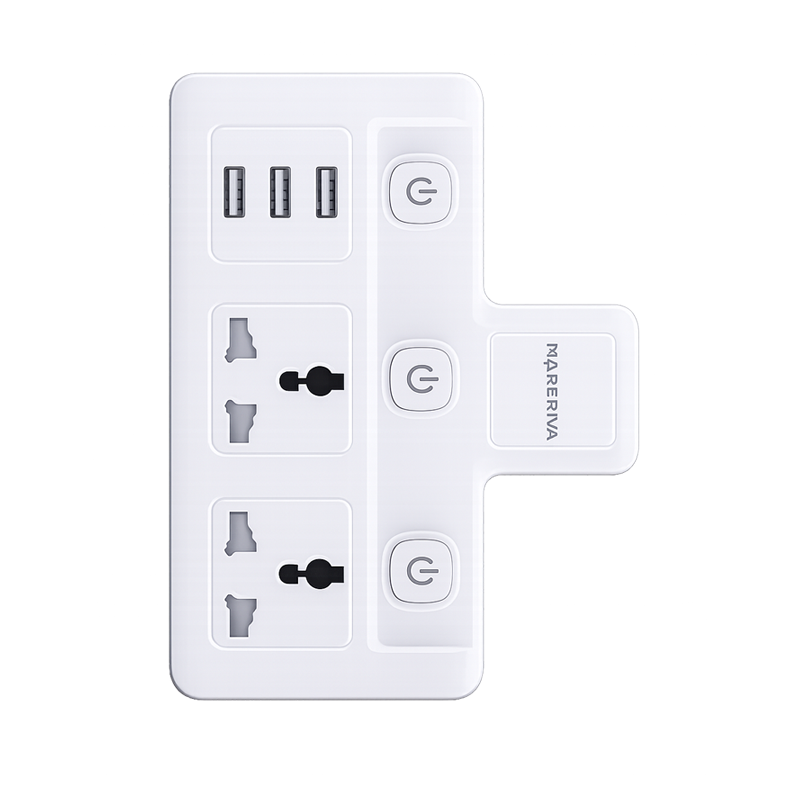 شريط طاقة جداري من Linkcomm مزود بمنافذ USB وقابس MK