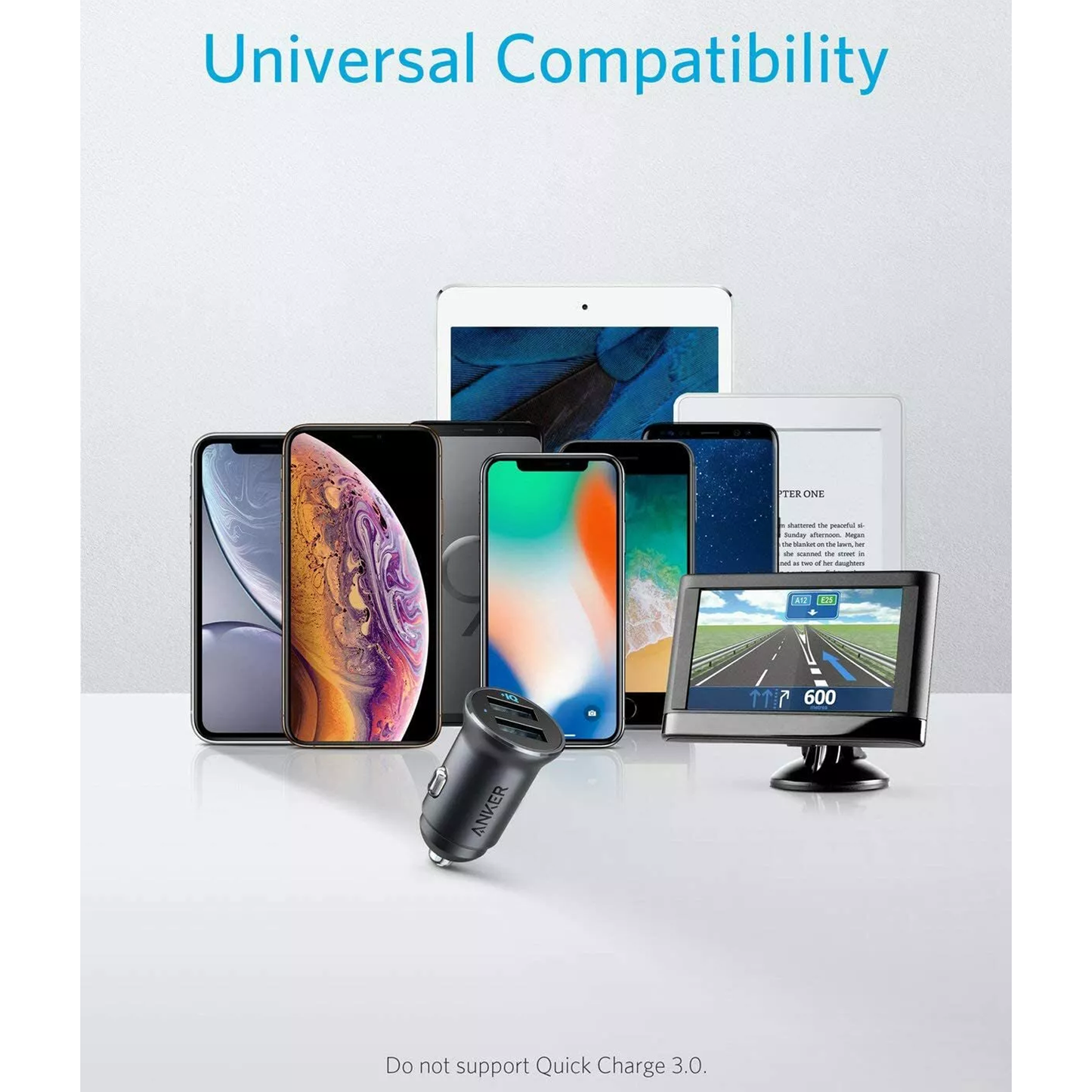 شاحن سيارة Anker فائق الصغر ثنائي المنفذ (30 واط) - أسود