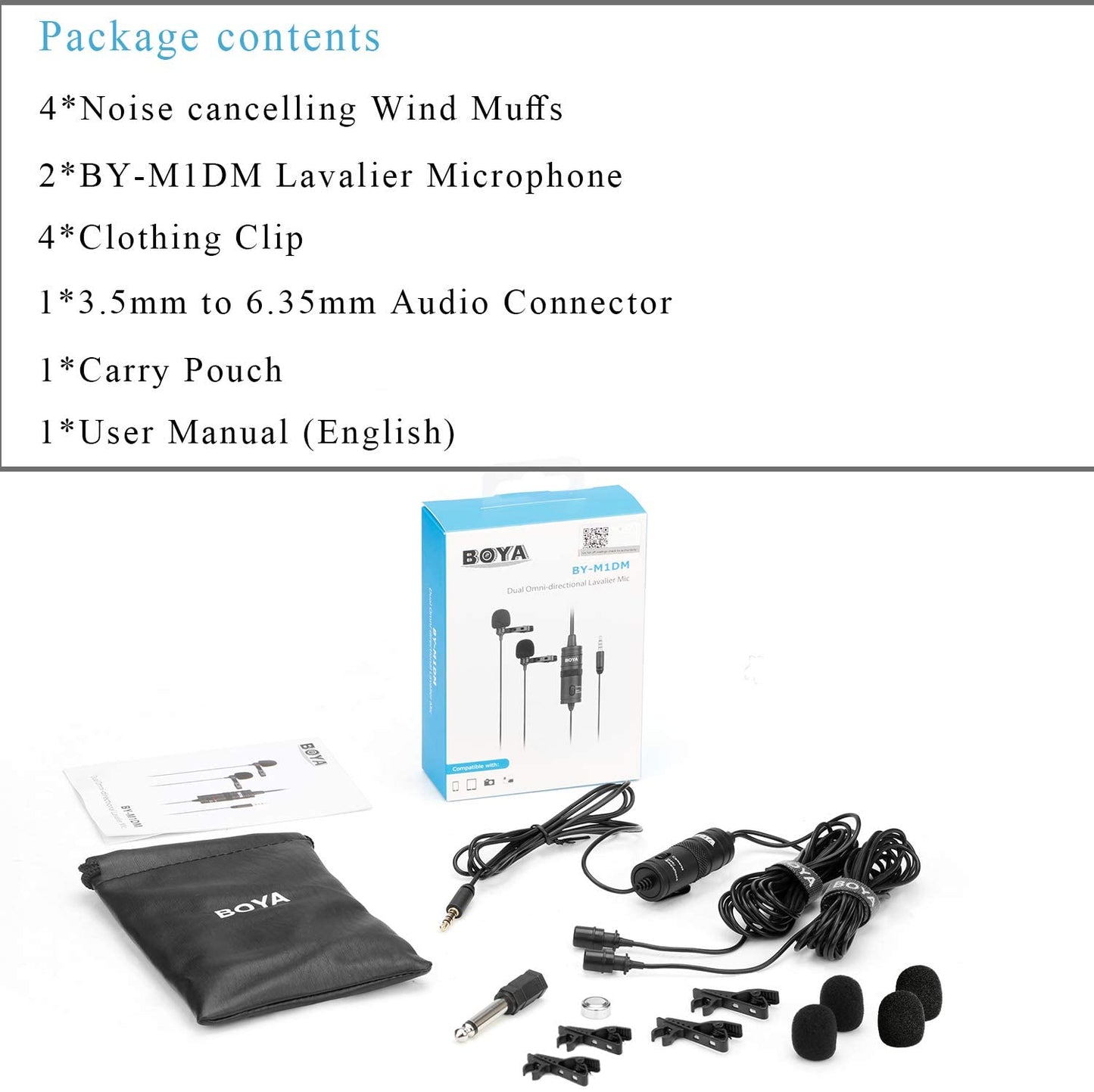 BOYA BY-M1DM Dual Omni-directional Lavalier Microphone