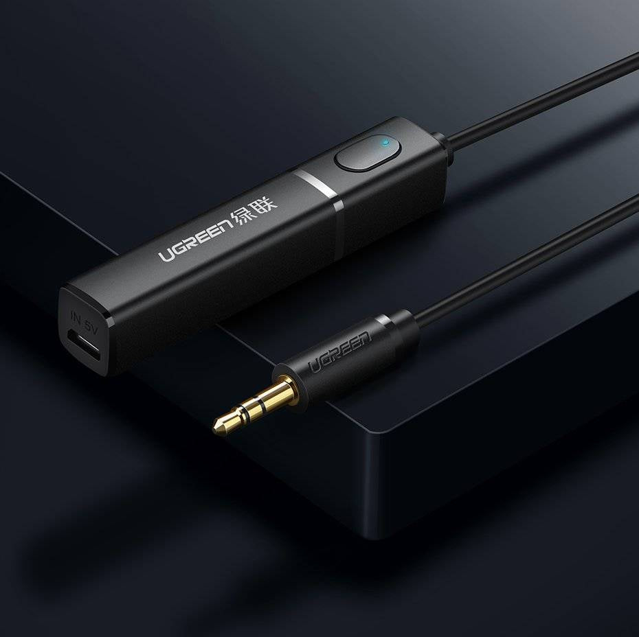 Ugreen Bluetooth 5.0 transmitter wireless audio adapter 3.5 mm mini jack black / 40761