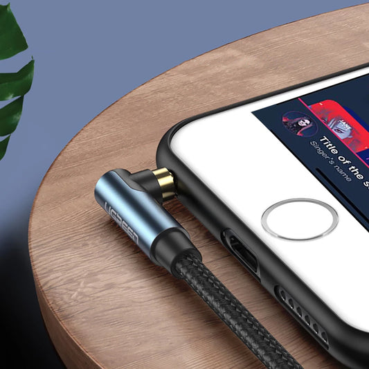 كابل AUX بزاوية Ugreen 2 × Mini Jack 3.5 مم أزرق / AV112