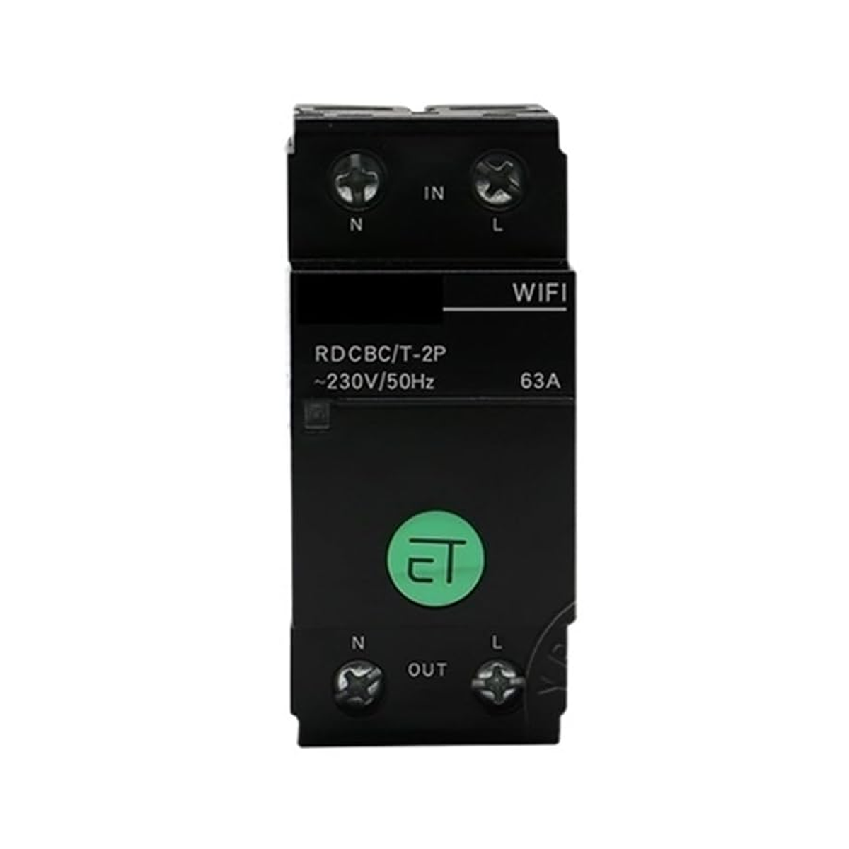 قاطع ذكي ثنائي القطب (عداد الطاقة) (36 مم / 63 أمبير) أسود | HAW-03T