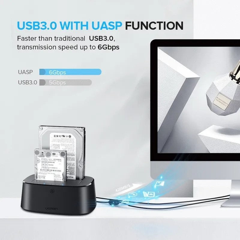 UGREEN USB 3.0 TO SATA DUAL-BAY HARD DRIVE DUPLICATOR- CLONER EU / 50857