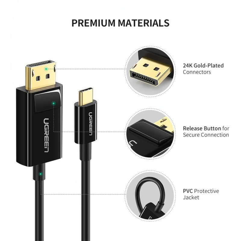 UGREEN 1.5M USB Type C Male To DisplayPort Female Cable 4k /MM139
