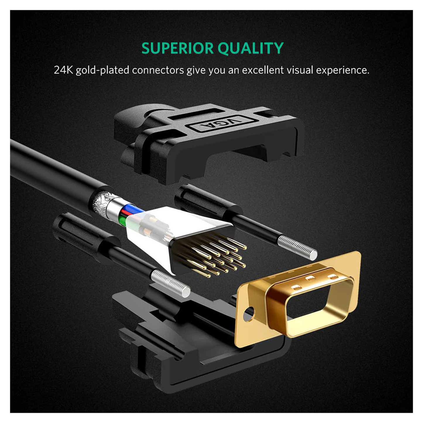 UGREEN VGA Male to Male Cable 1m-20m (Black) - VG101