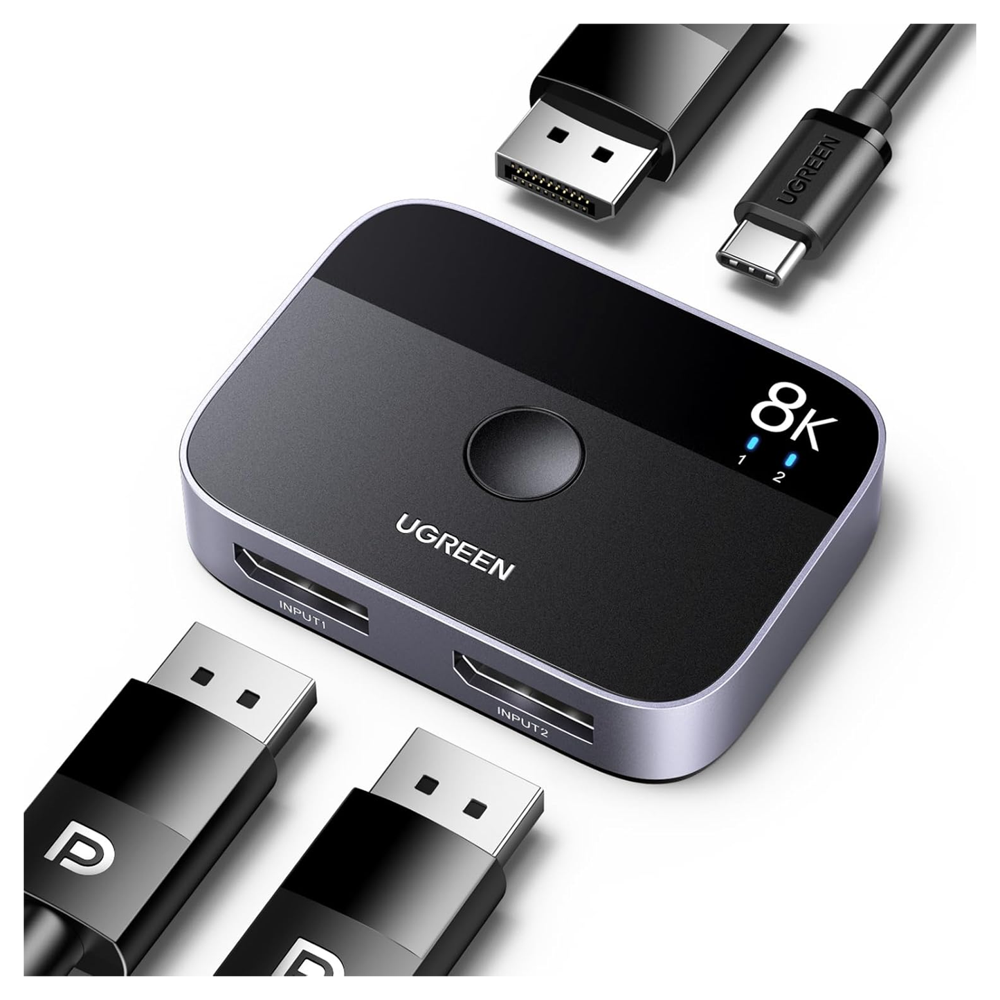 UGREEN 8K 30Hz HDMI DisplayPort 2 in 1 Bi-Directional Switch / 15708