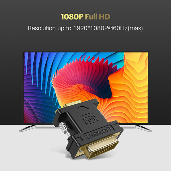 UGREEN DVI-I (24+5) Male to VGA Female Converter (Black) - 20122