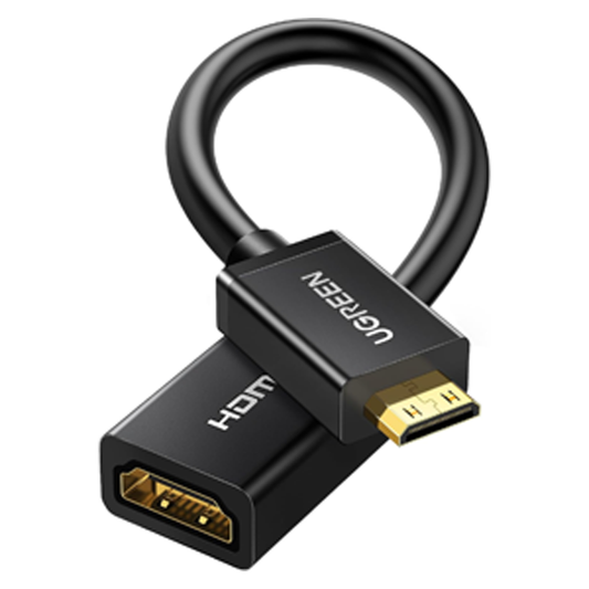 UGREEN Mini HDMI Male to HDMI Female Adapter Cable 22cm (Black) / 20137