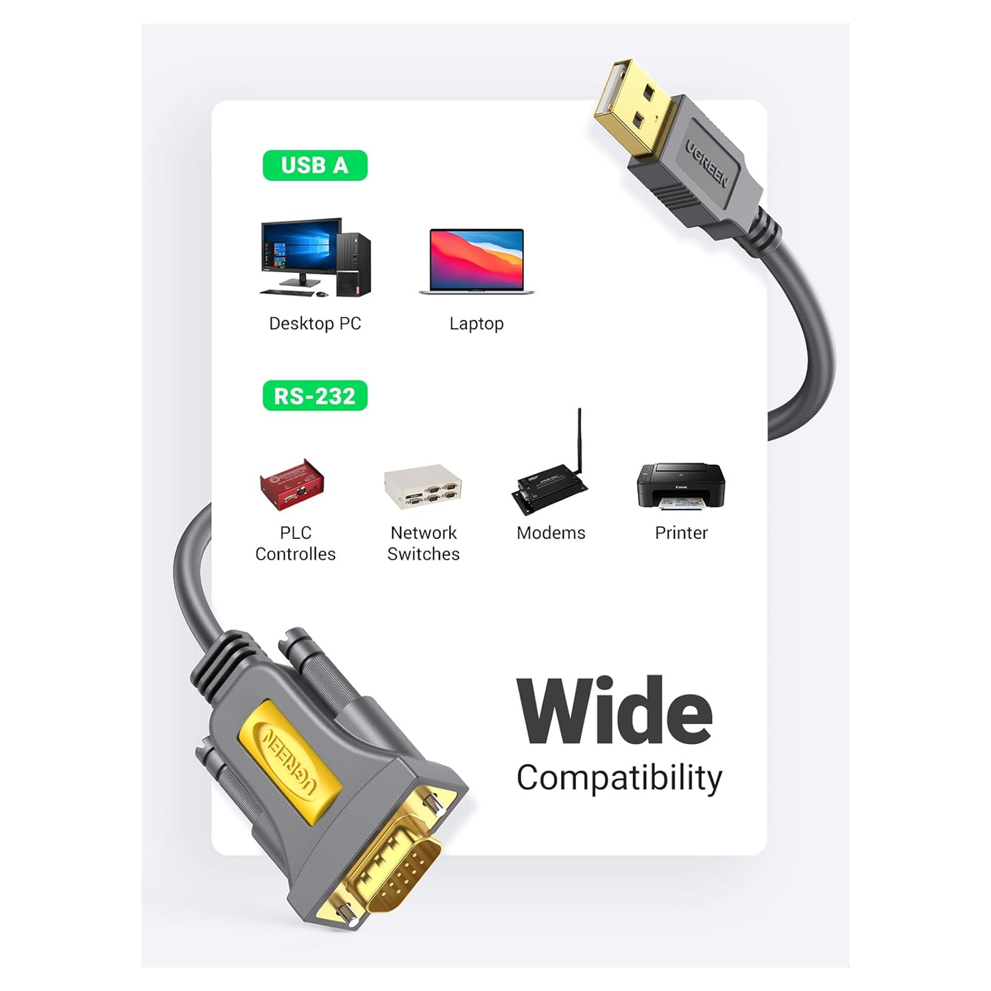 UGREEN USB to DB9 RS-232 Adapter Cable - CR104