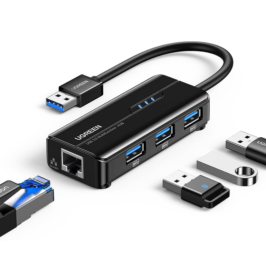 موزع USB 3.0 من يوجرين مع محول جيجا ايثرنت  / 20265