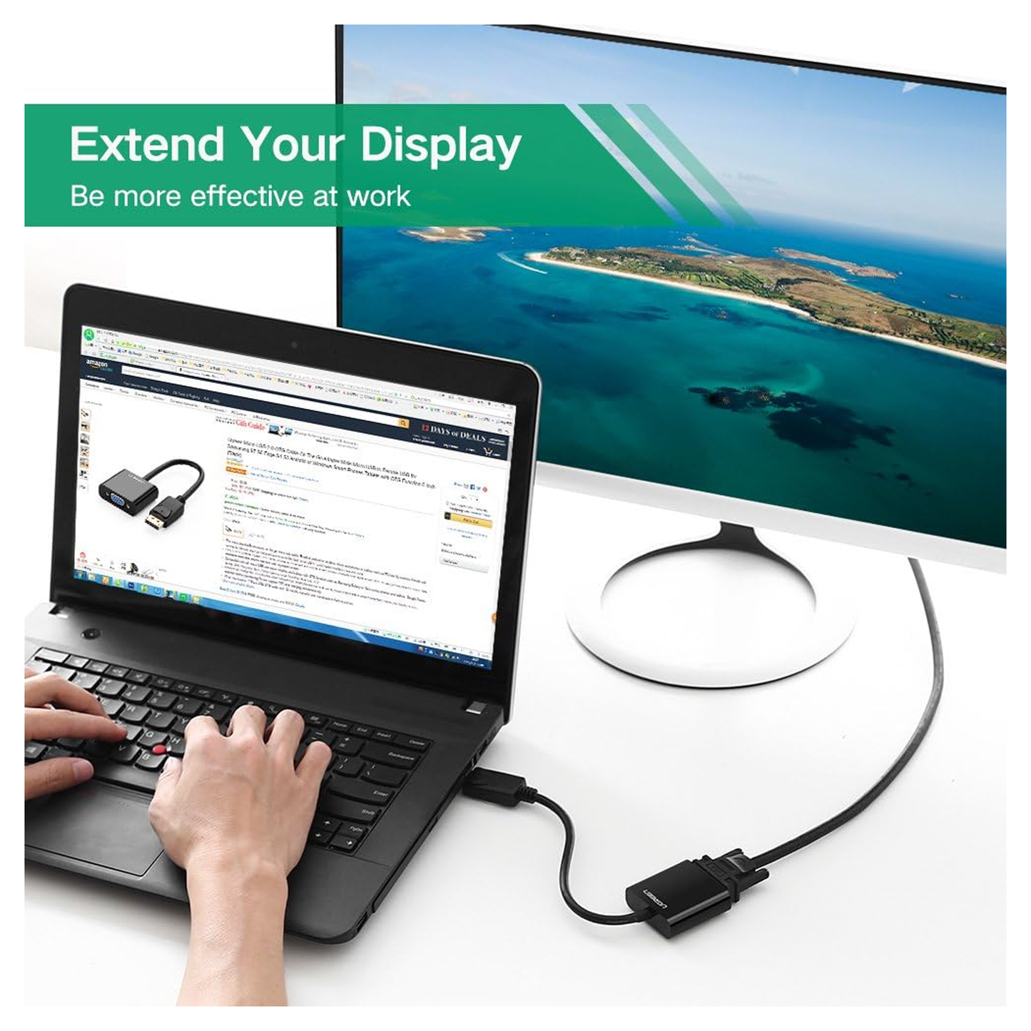 UGREEN DisplayPort to VGA Female Converter / 20415