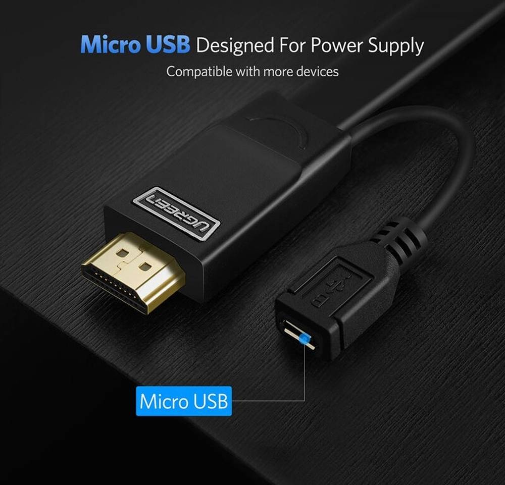 UGREEN HDMI to VGA Converter Cable 1.5m (Black) / 30449